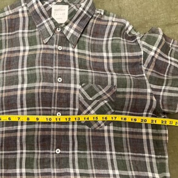 BILLY REID MENS Plaid Linen Button Down - Picture 5 of 5